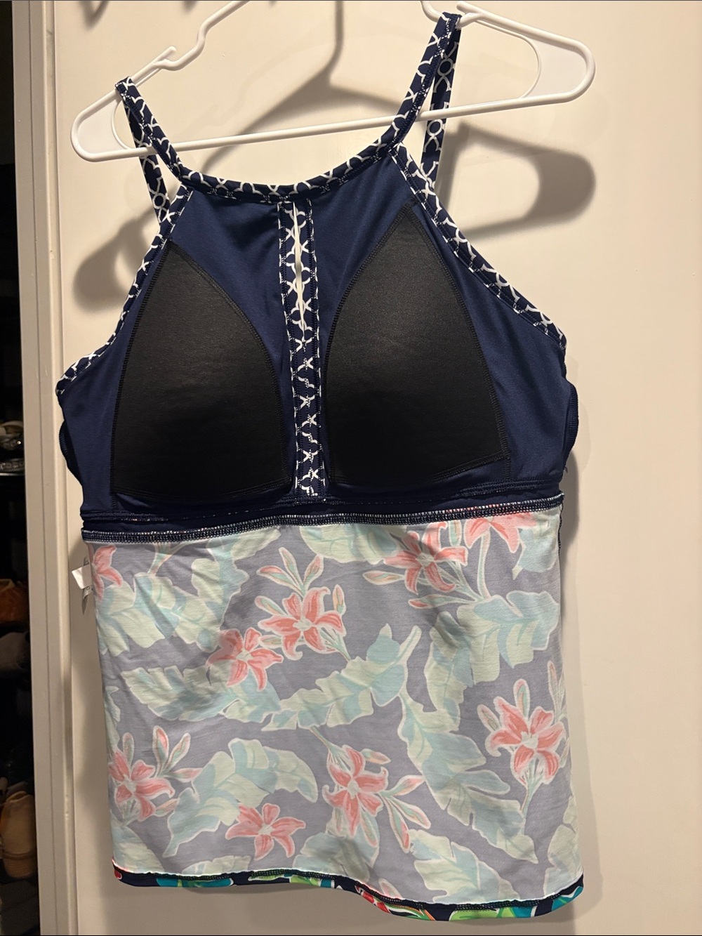 Lands' End Navy Floral Halter Tankini Top - Picture 4 of 5